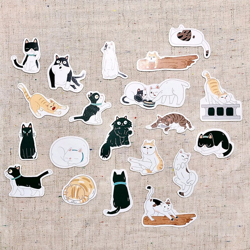猫の冒険旅行猫ステッカーパック - シール - 紙 ホワイト
