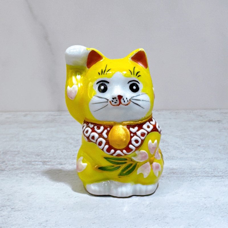 【金鈴雅貓】日本九谷燒招財貓 | 黃盛 2號 - 擺飾/家飾品 - 瓷 黃色