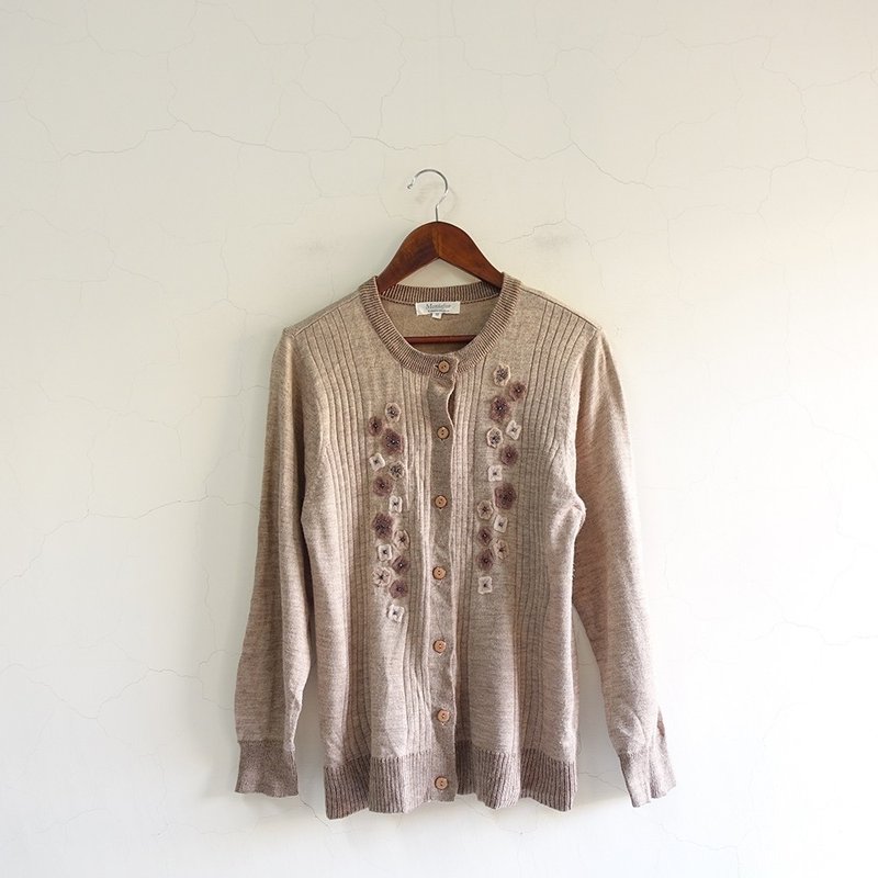 │Slowly│ Floral thin knitted vintage jacket│vintage. Retro. Literary - เสื้อแจ็คเก็ต - เส้นใยสังเคราะห์ หลากหลายสี