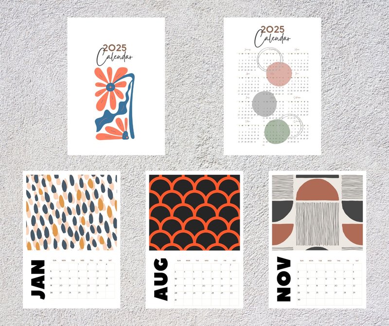 Calendar 2025 Geometric Pattern 2025, 2025 calendar portrait, 2025 printable - 電子手帳及素材 - 其他材質 