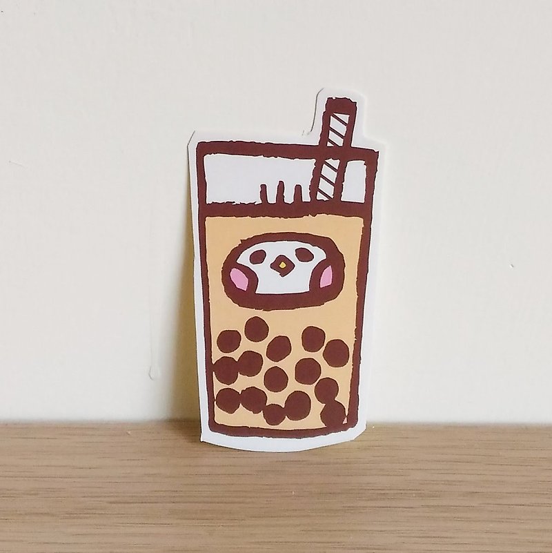 Bubble tea illustration sticker - สติกเกอร์ - กระดาษ สีนำ้ตาล