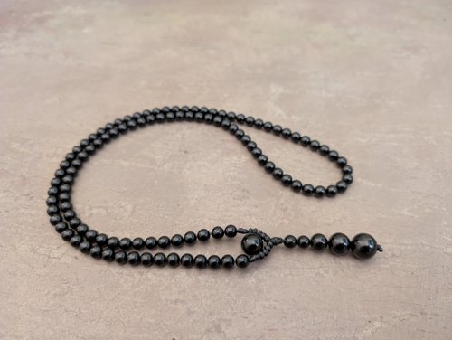mistset 天然黑碧璽念珠項鍊共108顆佛珠適用於佛教咒語瑜伽冥想和