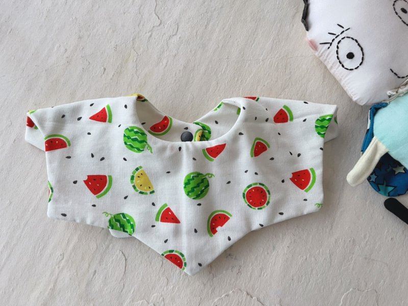 Watermelon is so sweet to bite a 360-degree handmade cotton six-layer yarn star bib saliva towel - Bibs - Cotton & Hemp Multicolor