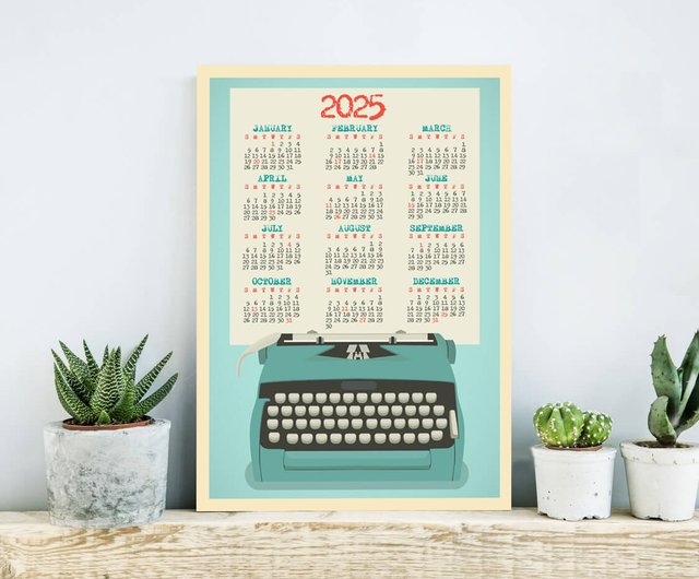 Yearly Wall Calendar 2024, Office Decor Extra Large Blue - Shop LineDotsArt  Posters - Pinkoi