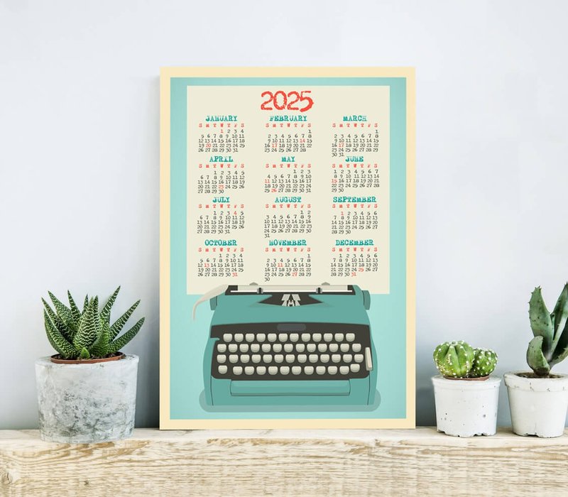 Yearly Wall Calendar 2025, Office Decor Extra Large Blue - โปสเตอร์ - กระดาษ 