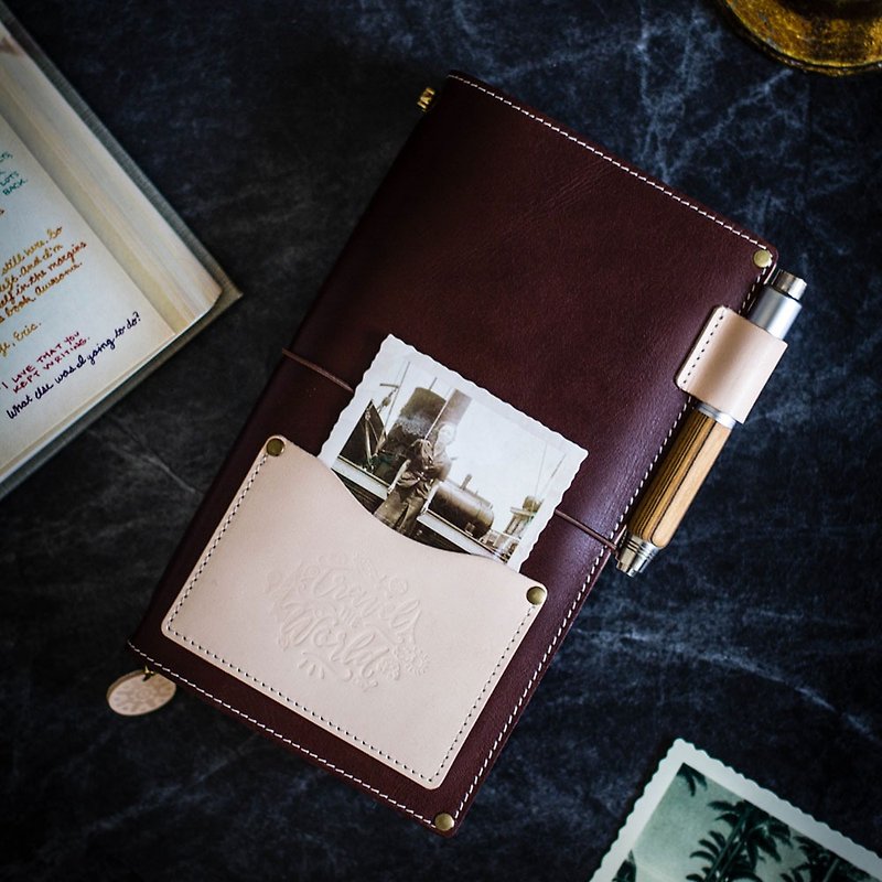 Retro Handmade Cowhide Diary Travel Leather Notebook 10th Anniversary Edition - สมุดบันทึก/สมุดปฏิทิน - หนังแท้ 