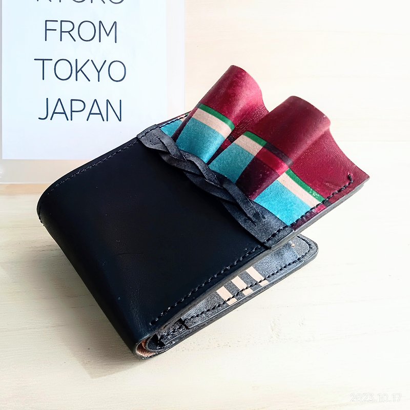 [Limited sale] This is a limited sale. Frilled bifold wallet - genuine leather - Wallets - Genuine Leather Black