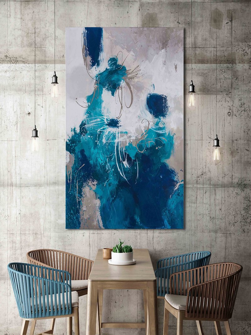 Blue White Painting |  Blue White Abstract | Blue White Art | Combination - Wall Décor - Cotton & Hemp 