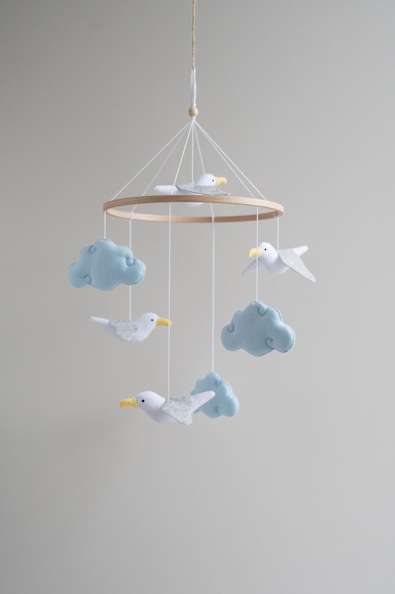 環保材質 寶寶/兒童玩具/玩偶 多色 - Seagull mobile, ocean nursery decor, naitucal baby shower