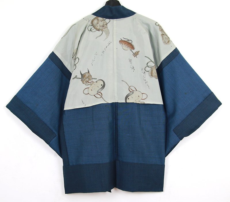 Back to Green Japan Brings Back Male Quilted Hand Painted Vintage kimono - Men's Coats & Jackets - Cotton & Hemp 