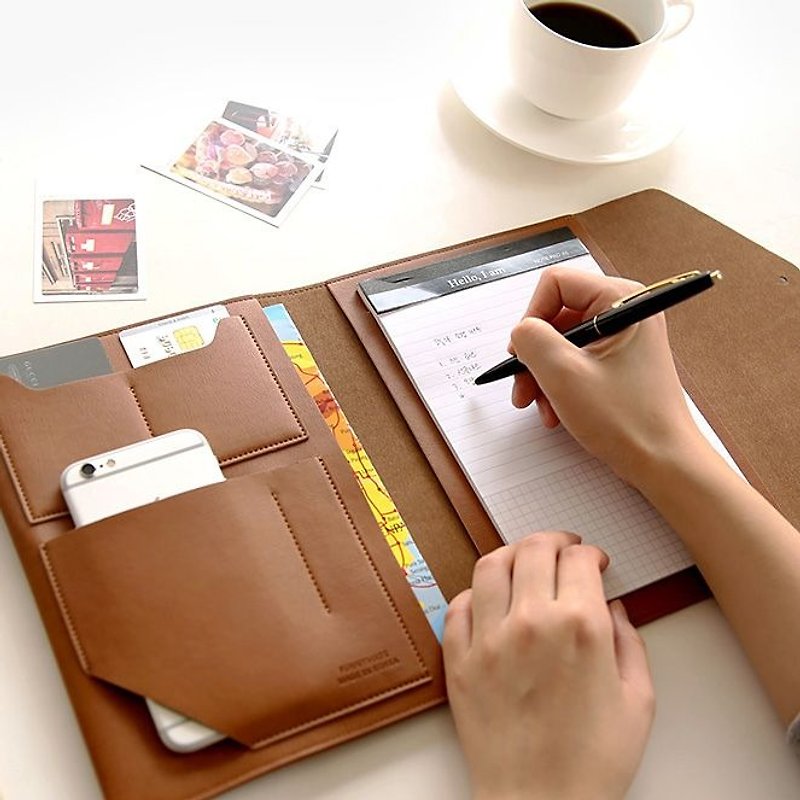Funnymade-storage extended leather book cover A5-brown brown, FNM34362 - ปกหนังสือ - หนังแท้ สีนำ้ตาล