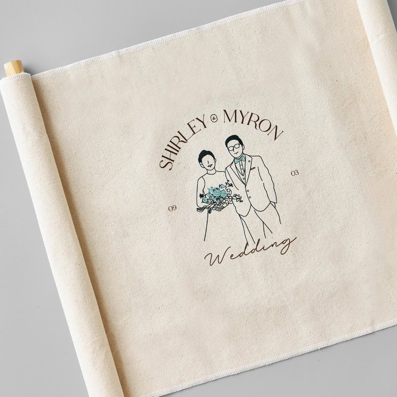 Wedding Linen signature scroll - โปสเตอร์ - ผ้าฝ้าย/ผ้าลินิน สีกากี