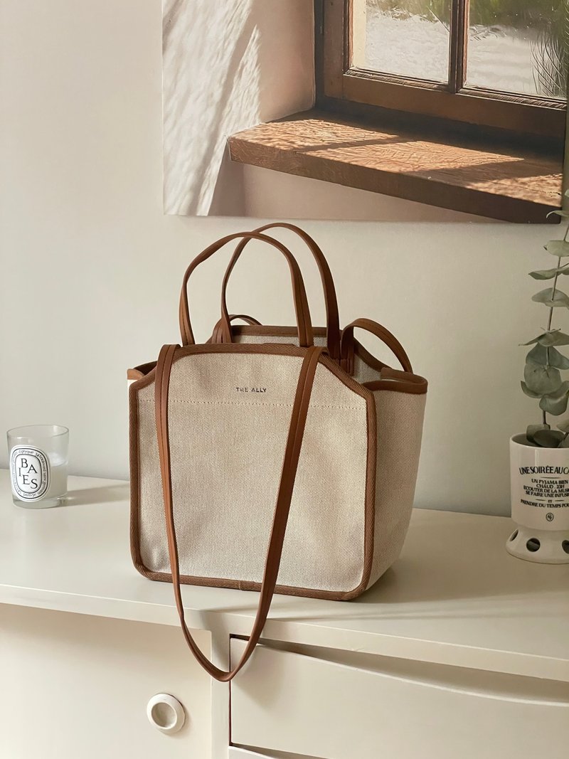 The Ally from Korea | DANA BAG | Camel | 2ways Handbag Shoulder bag - Handbags & Totes - Cotton & Hemp Brown