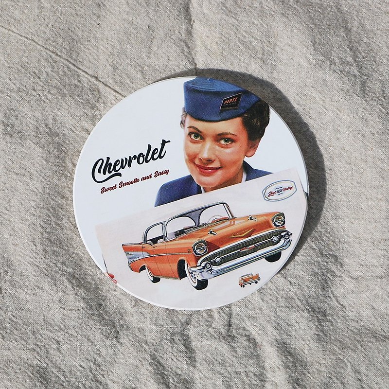 Chevrolet ceramic absorbent coaster - ที่รองแก้ว - ดินเผา ขาว