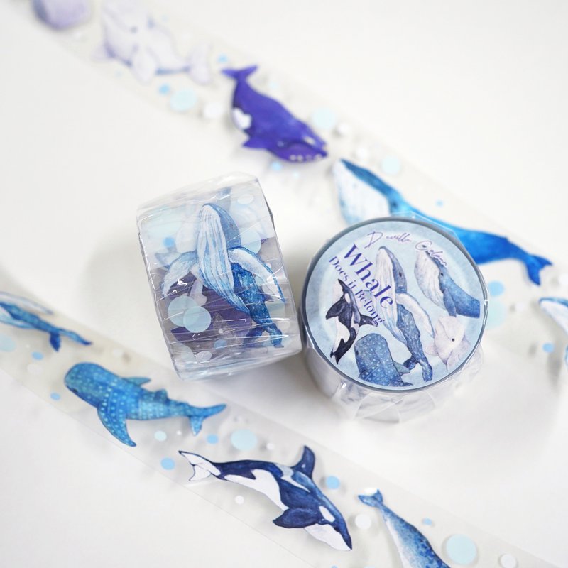 【Whale Does It Belong】PET Decorative Masking Tape - Washi Tape - Plastic Blue