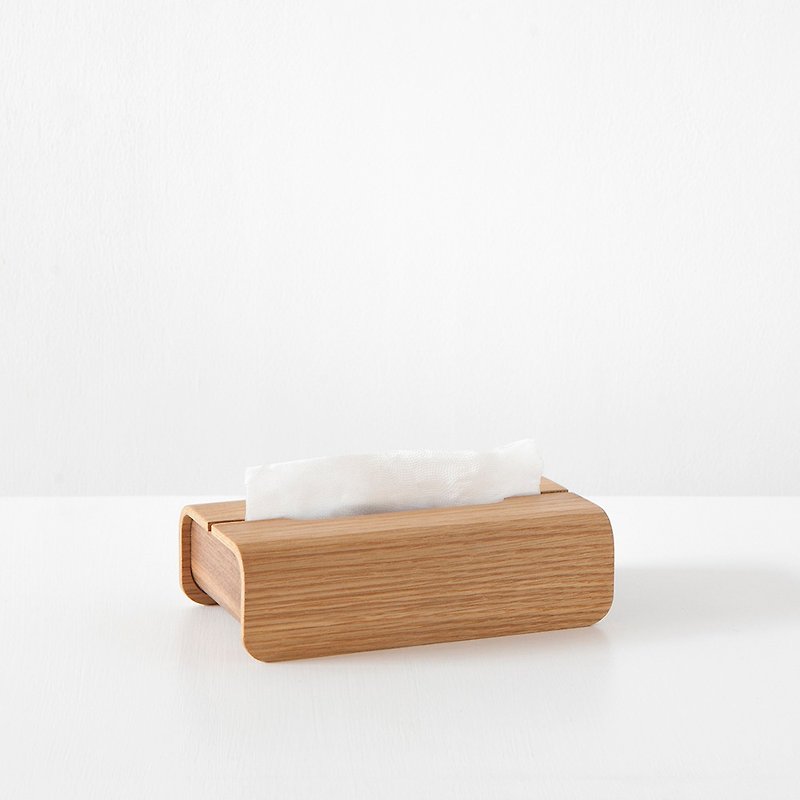 Tetrad 手工木製面紙盒 ∣ 白橡面‧胡桃座 - 紙巾盒 - 木頭 卡其色