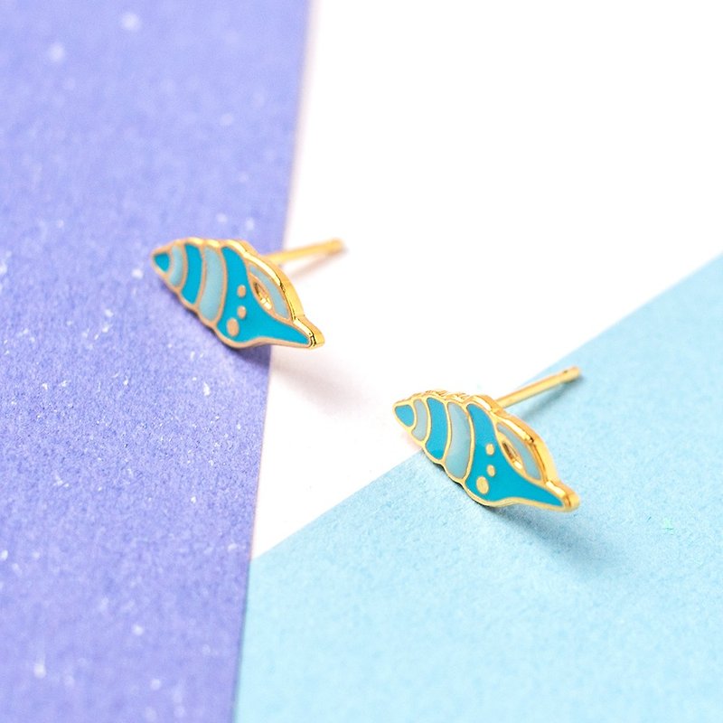 Conch, ocean earrings and clip-ons - ต่างหู - วัตถุเคลือบ สีใส