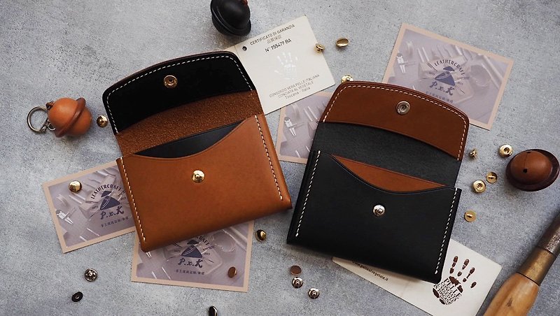Business card holder business card box card bag coin purse handmade cowhide customized gift lettering style can be customized - Card Holders & Cases - Genuine Leather Multicolor