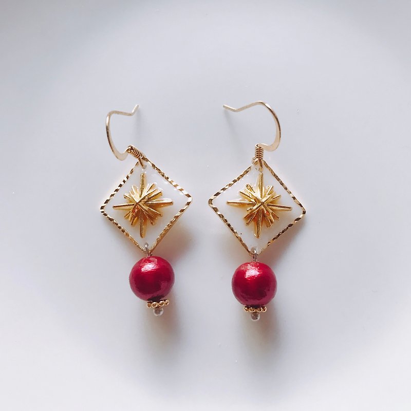 Miss Christmas Red Ball Ball Earrings - Earrings & Clip-ons - Other Metals Red