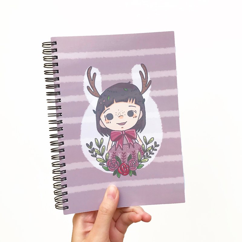 Deer Girl A5 Coil Notebook - Notebooks & Journals - Paper Purple