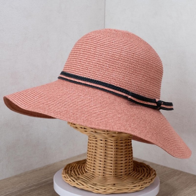 [Made in Taiwan] Modern lady hat rose pink paper braided hat washable - Hats & Caps - Paper Pink