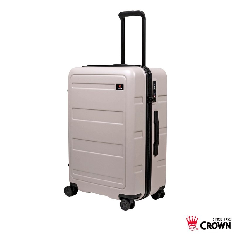 【CROWN】防盜拉鍊 26吋 行李箱  髮絲紋路 灰白霧面 - 行李箱/旅行袋 - 塑膠 灰色