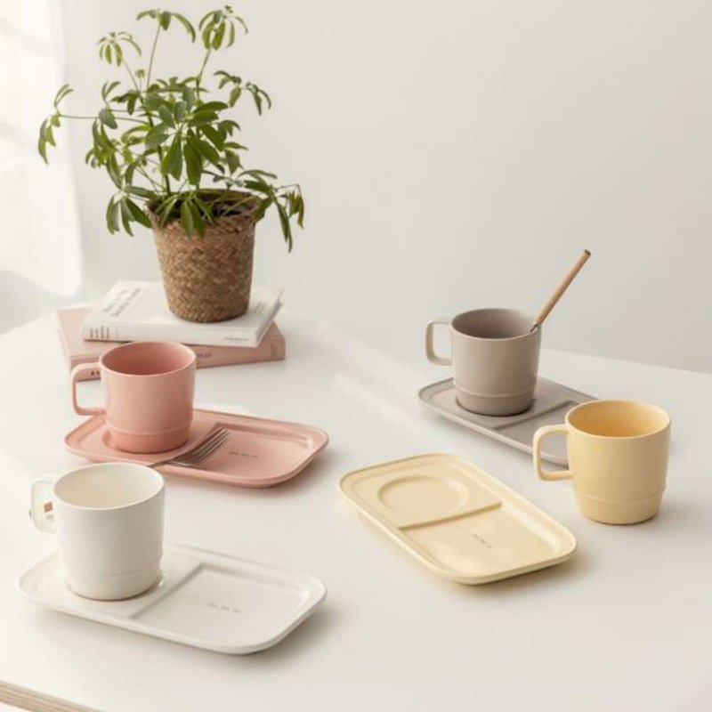 Korea SSUEIM RUNDAY series ceramic cups and plates 2-piece set three-color optional - Plates & Trays - Porcelain Gold