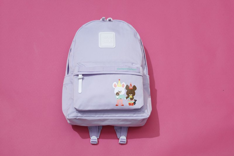 Jackie the bear's school Lavender Backpack (M+Size) - กระเป๋าเป้สะพายหลัง - วัสดุอื่นๆ 