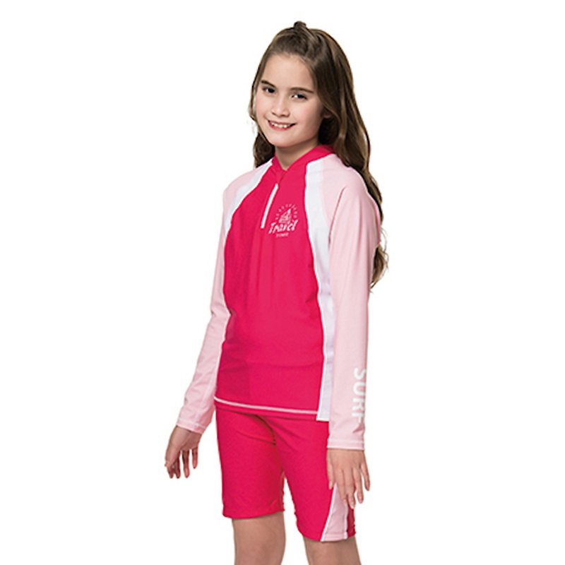 MIT Big Kids Two-Piece Sunscreen Swimsuit for Boys and Girls - ชุด/อุปกรณ์ว่ายน้ำ - ไนลอน สีแดง