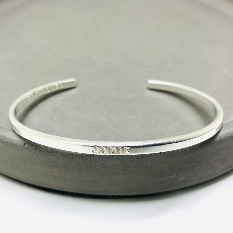 Plain Bracelet [ABS01001] Sterling Silver Bracelet. Handmade. Lettering. Boys Bracelet. Girls Bracelet - สร้อยข้อมือ - เงินแท้ สีเงิน