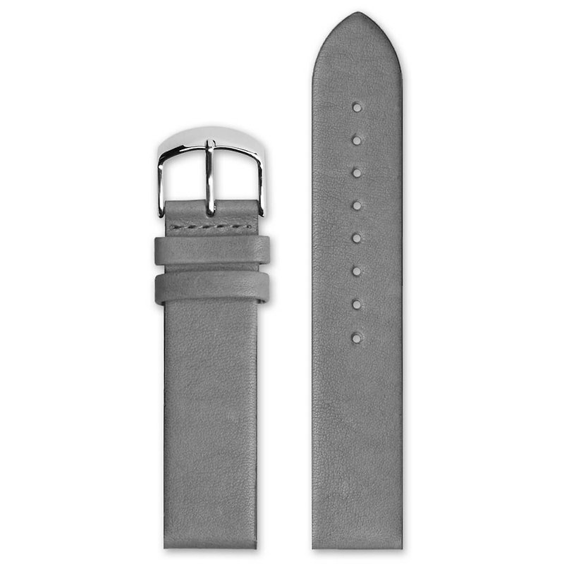 HYPERGRAND皮革錶帶 - 20mm - 灰色小牛皮(銀釦) - 女錶 - 真皮 灰色