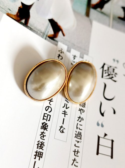 老時光製造所 vintage jewelry CINER 氣質佳人仿珠 夾式耳環