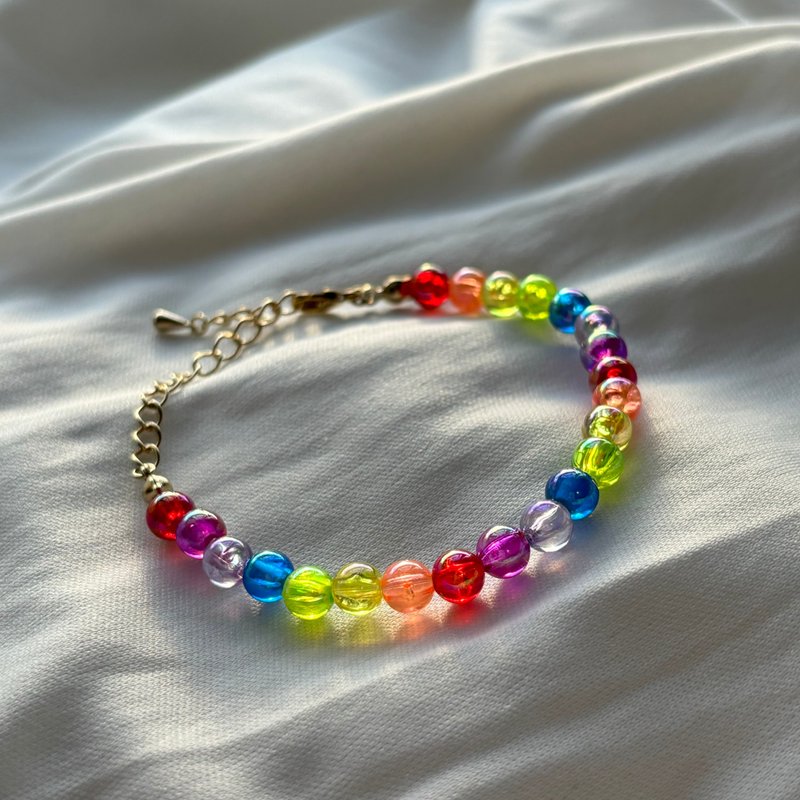 triple rainbow bracelet • original design • beaded bracelet rainbow - สร้อยข้อมือ - ทองแดงทองเหลือง หลากหลายสี