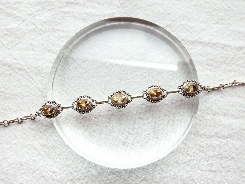 Citrine 925 sterling silver lace bracelet Nepal handmade silverware - Bracelets - Gemstone Silver