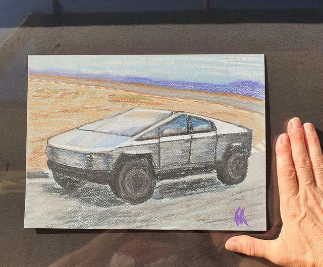 Cheapest Electromagnificent | Cybertruck | Quality Canvas Print from Hand Painted Original Painting | Tesla | Elon Musk | Automotive | Illustration