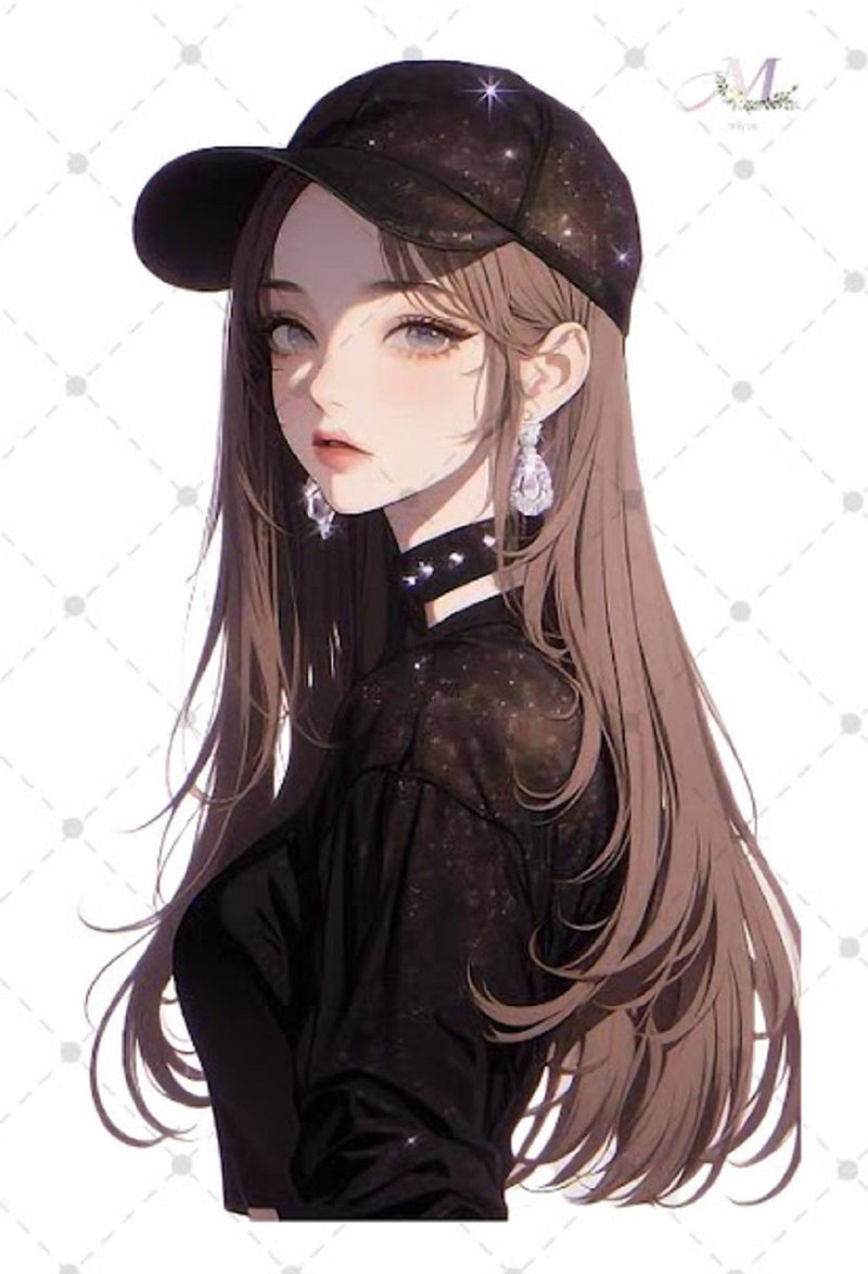 ステッカー original sticker  人物ステッカー オリジナルステッカー 女の子ステッカー 装飾ステッカー - 貼紙 - 紙 藍色