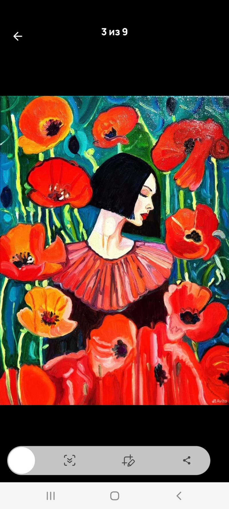 原創畫 The Girl among the poppies  Original Art  Oil Painting  Oil On Canvas - 壁貼/牆壁裝飾 - 其他材質 紅色