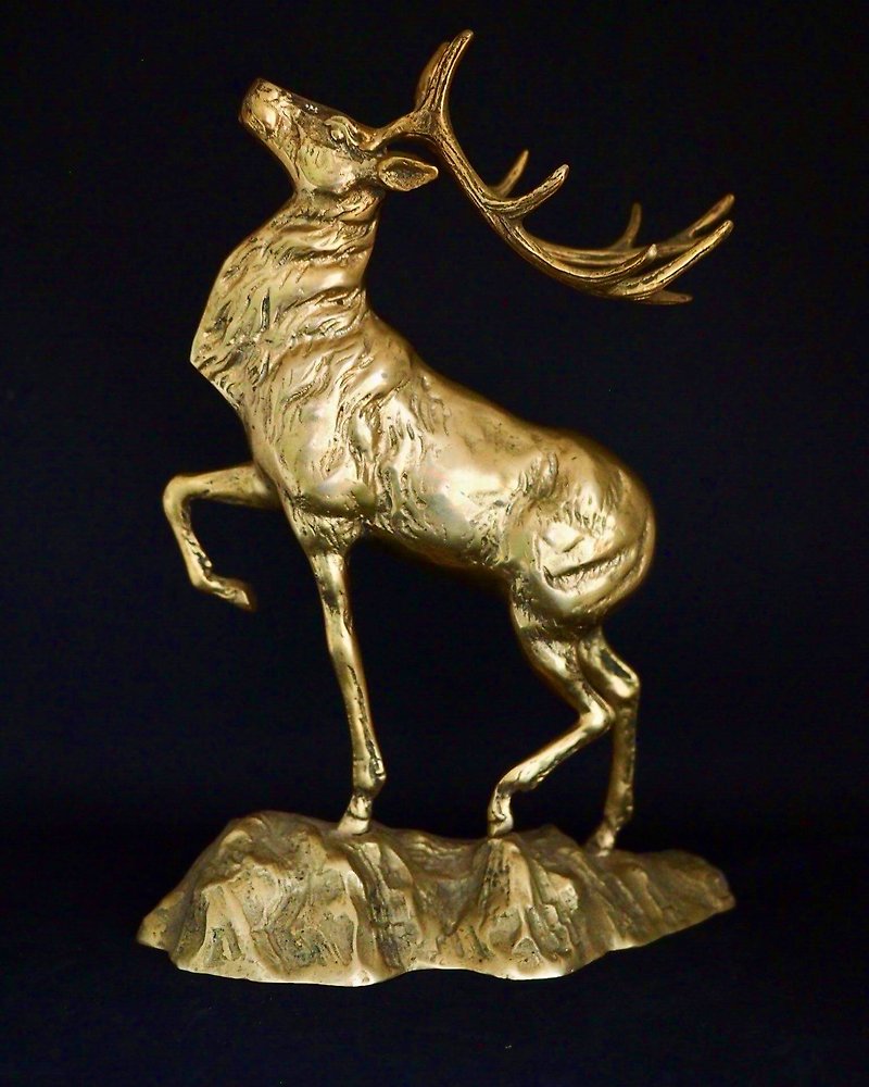 British antique full brass male deer handmade sculpture - Items for Display - Other Metals 