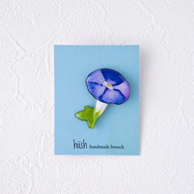 Morning glory brooch (blue) - เข็มกลัด - พลาสติก 