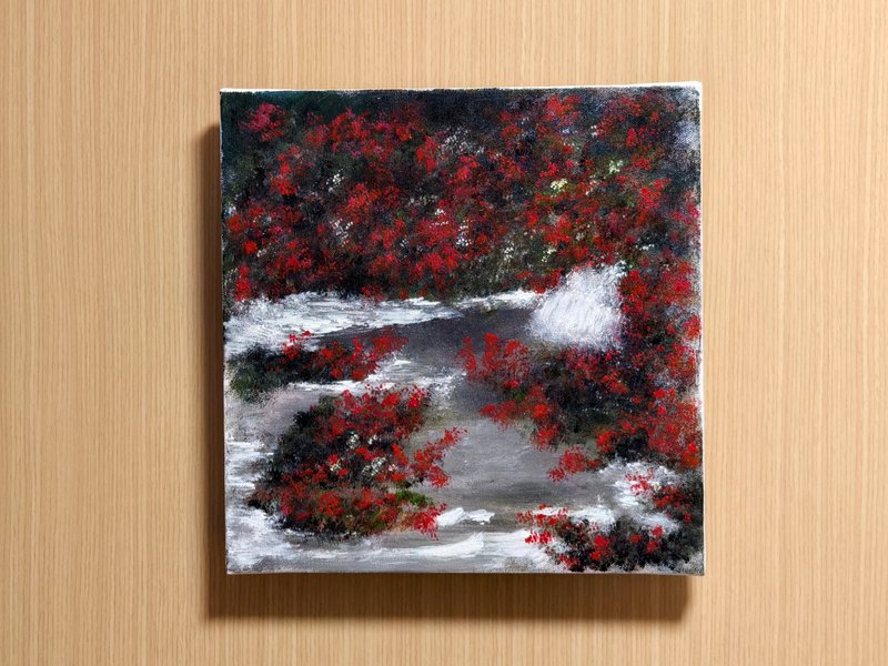 紅花祕境/花卉畫/風景畫/裝飾畫/壓克力水彩畫/無框畫 - 海報/掛畫/掛布 - 棉．麻 