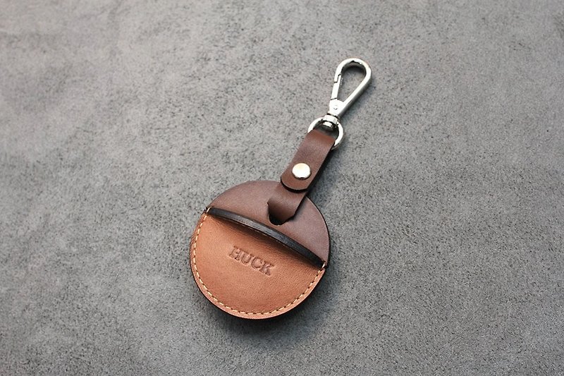 KAKU皮革設計 gogoro鑰匙皮套 活動鉤環款式 深咖啡+淺棕色 - 鑰匙圈/鑰匙包 - 真皮 咖啡色
