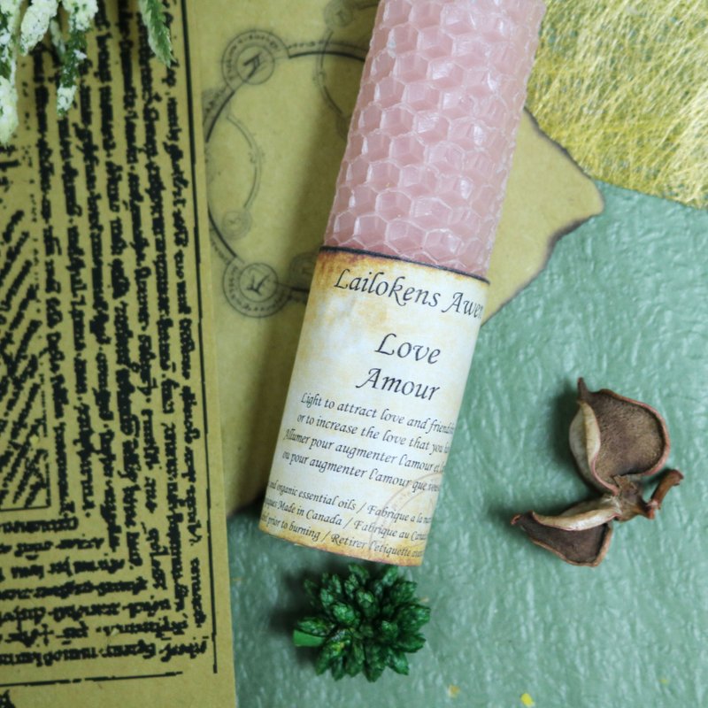 Lailokens Awen Energy Wishing Beeswax Candle - Popular Love - Candles & Candle Holders - Wax Pink