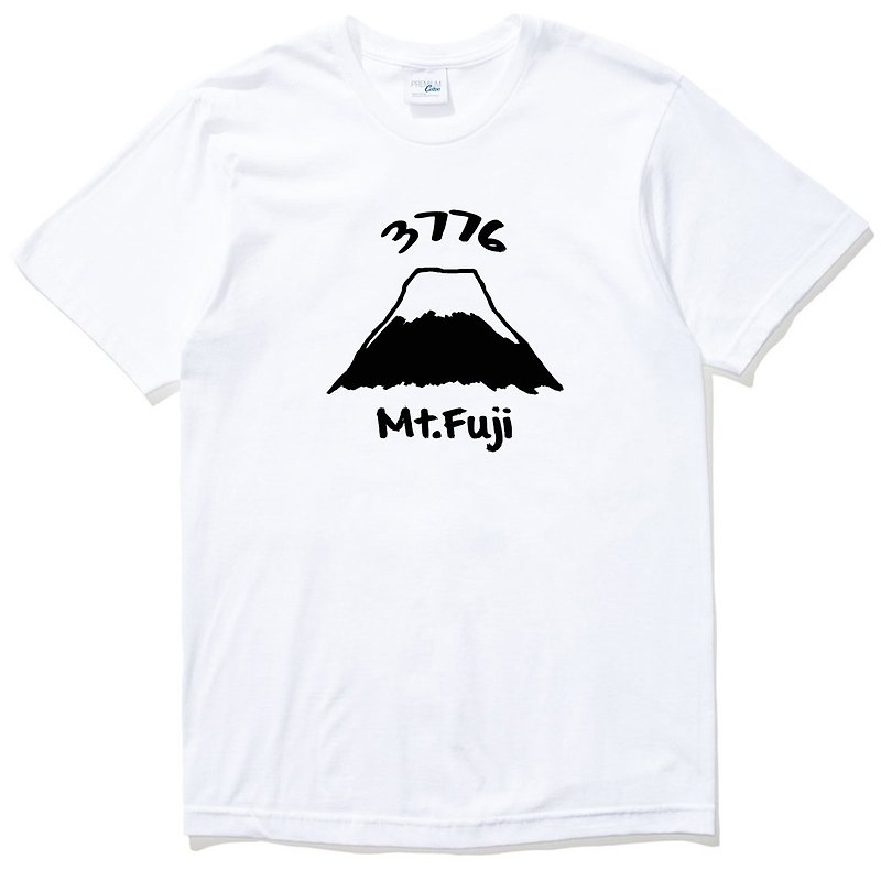 Mt Fuji 3776【現貨】 短袖T恤 白色 富士山 日本 風景 櫻花 太陽 雪 自創 品牌 文青 Hipster - T 恤 - 棉．麻 白色