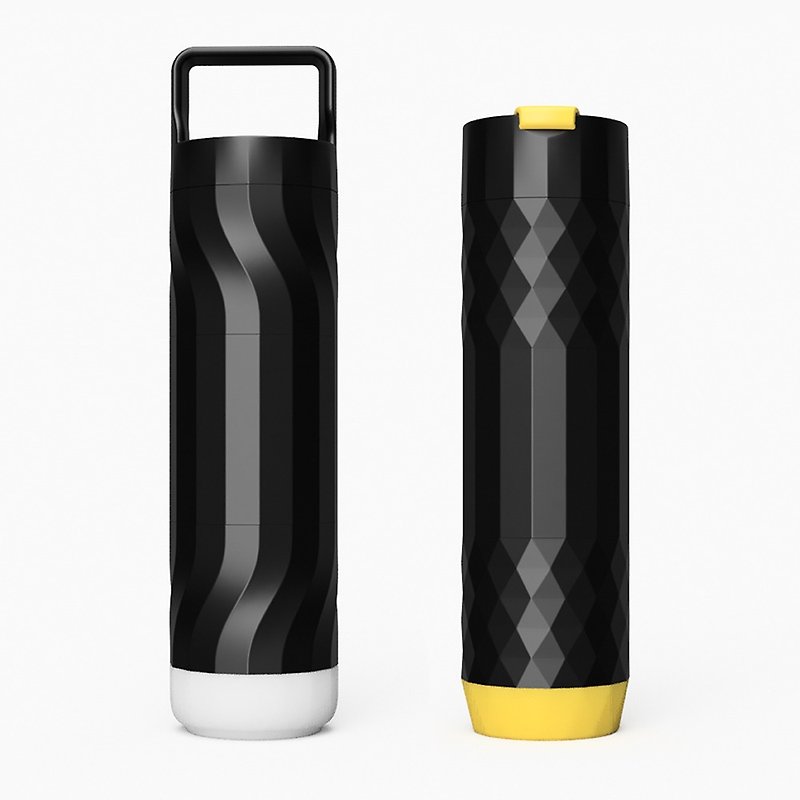 Wattle | 個人化水壺－468ml(雙人組合包－特製墨色x1,經典墨黃x1) - 水壺/水瓶 - 塑膠 黑色