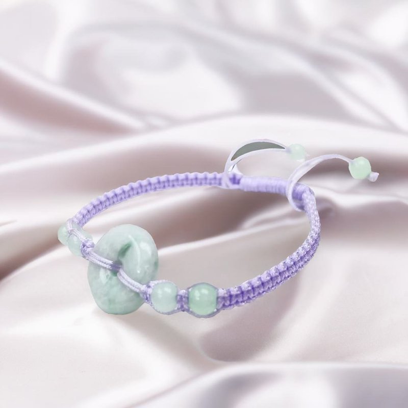 [Wish for peace] Green flower jadeite peace buckle woven bracelet | Natural grade A jadeite | Gift - สร้อยข้อมือ - หยก หลากหลายสี