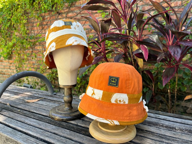 RuruRoad\Small Adventure Hat/Orange/Couple Hat - หมวก - ผ้าฝ้าย/ผ้าลินิน สีส้ม