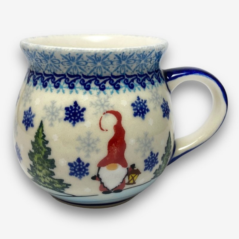 Polish hand-painted handmade pottery-Pangpang cup 350ml Snowland Elf series designer model - แก้ว - ดินเผา สีน้ำเงิน