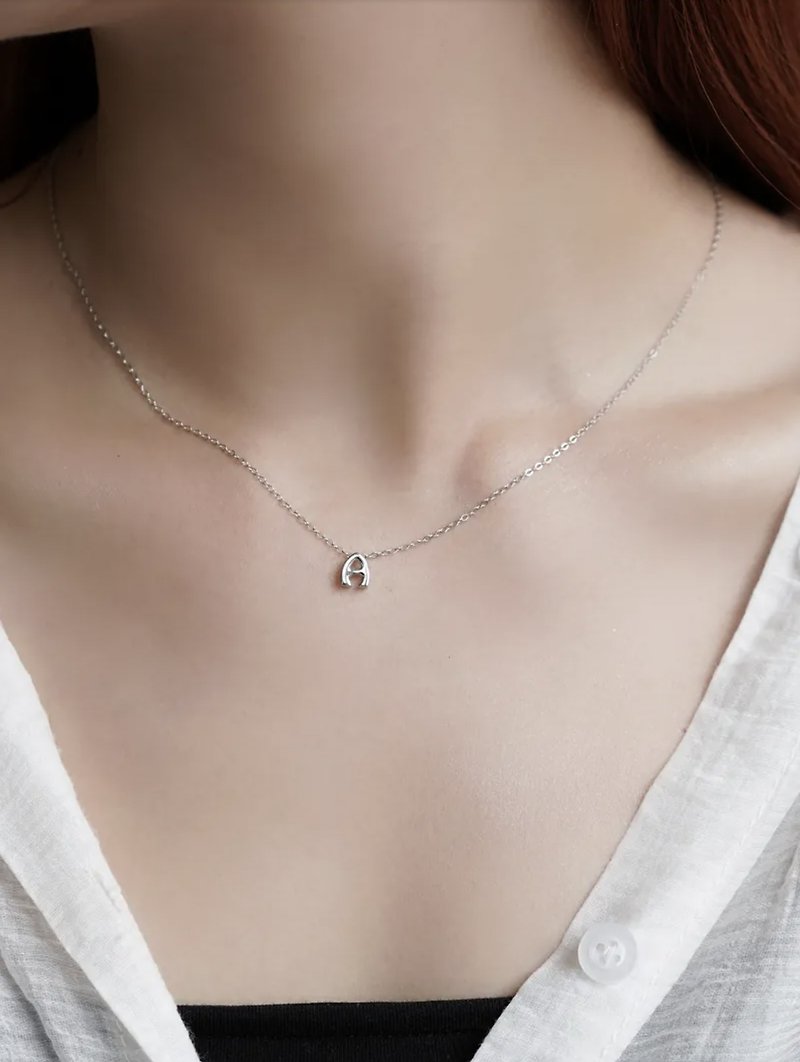 Letter Series-Sterling Silver-Classic Simple Letter Necklace - Necklaces - Sterling Silver Silver