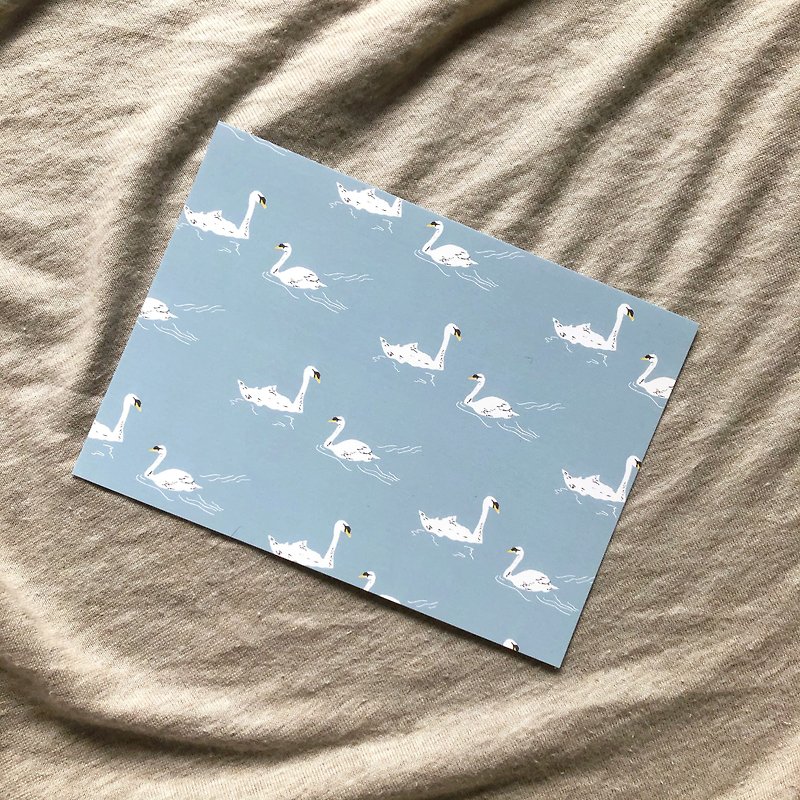Swan postcard - การ์ด/โปสการ์ด - กระดาษ สีน้ำเงิน