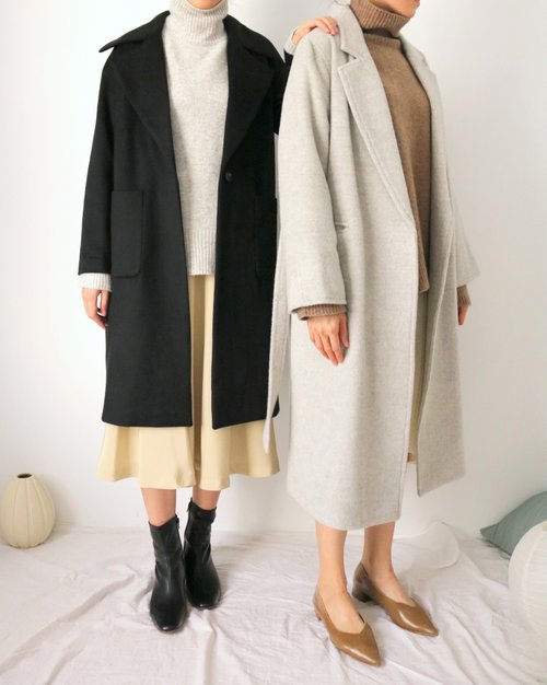 MétaFormose Mayfair Coat 黑色經典翻領喀什米爾羊毛大衣(可訂做其他顏色)
